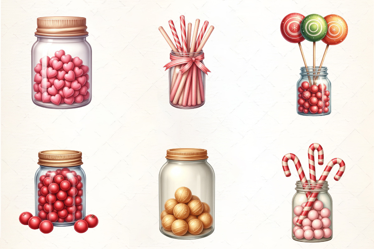Christmas Candy Jar Clipart, an Illustration by CrexoraLab (Photo 2 of 5)