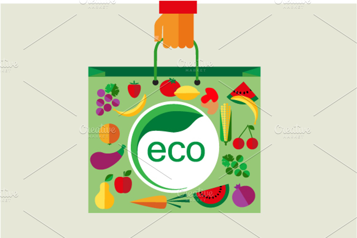 Ecology bags + icon set, a Food Illustration by zoya (Photo 2 of 5)