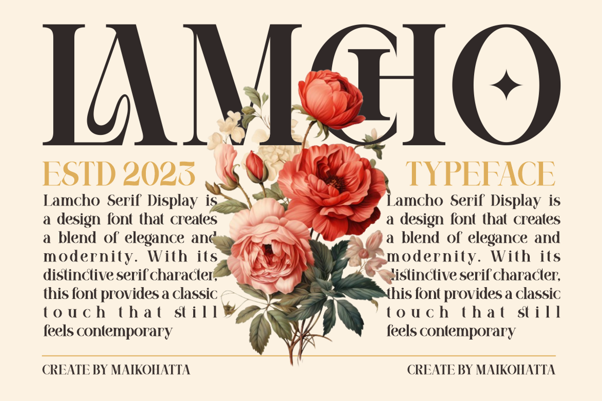 Lamcho - Serif Display Typeface, a Serif Font by MaikoHatta (Photo 2 of 8)
