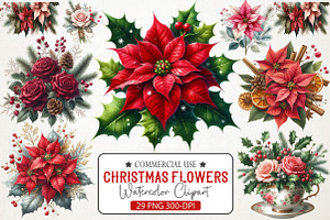Christmas Flowers Clipart, an Illustration by RobertsArt