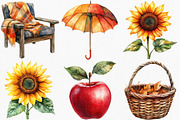 Watercolor Minimalist Autumn Clipart, an Illustration by Canvas Craft (Thumbnail 2 of 7)