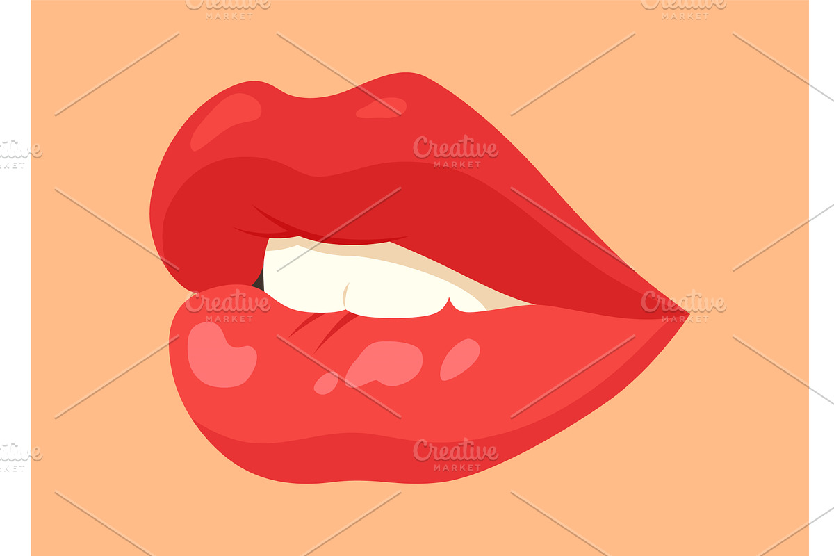 Red lip female. Woman expressed, an Illustration by the8monkey