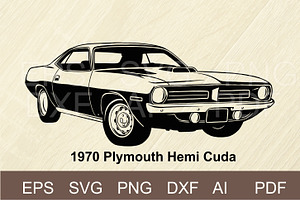 Plymouth Hemi Cuda 1970 Car SVG