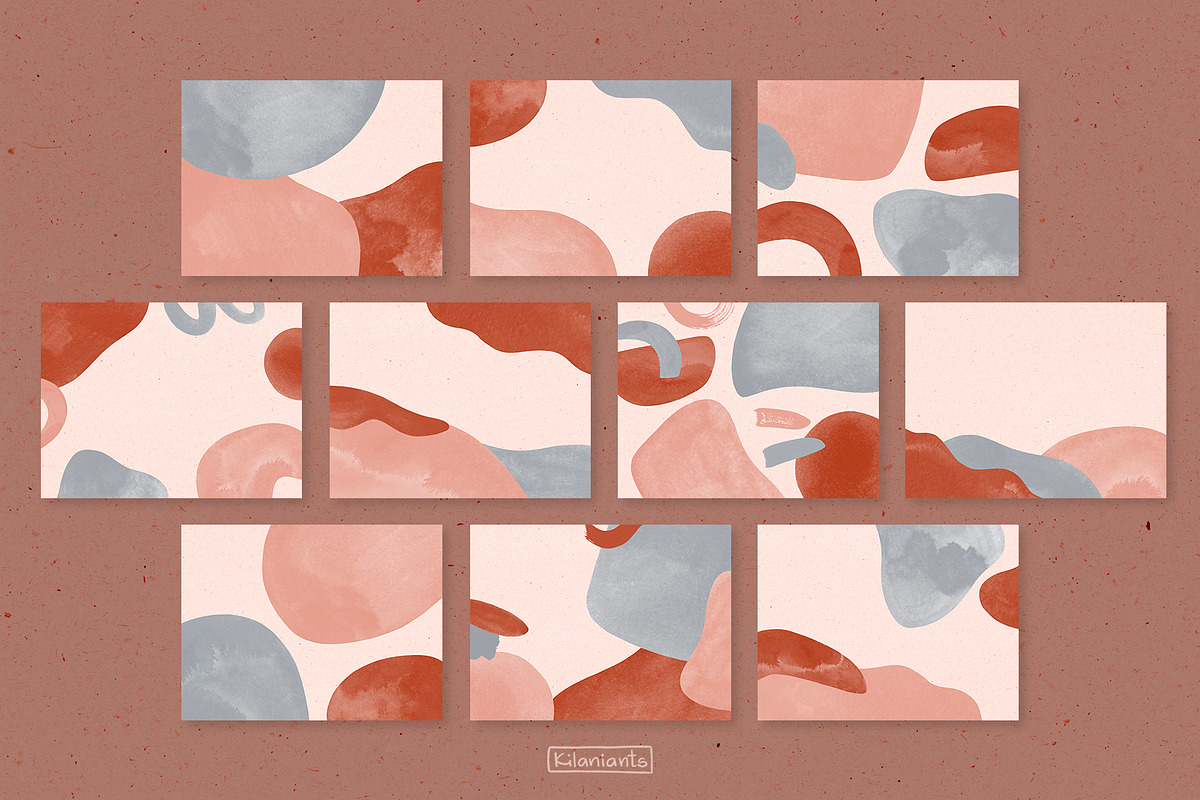 Terracotta Watercolor Shapes, a Texture Graphic by kilaniants (Photo 4 of 14)