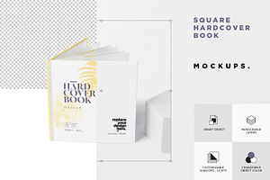 Flat Square Hardcover Book Mockups