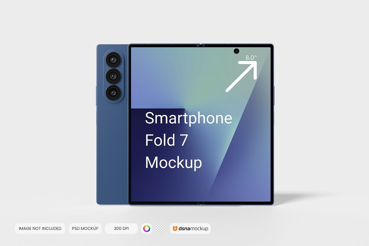 Galaxy Z Fold 7 ブルー モックアップ