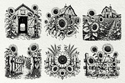 Sunflower Harvest Graphics, a Decorative Illustration by DENIDigitalArtSudio (Thumbnail 2 of 5)