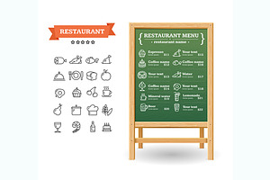 Menu Restaurant Board. Vector, a Food Illustration by Vector and Templates