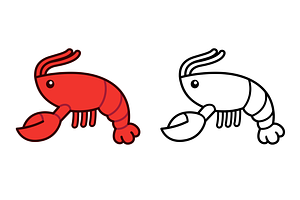 Cartoon Lobster or Crawfish Drawing