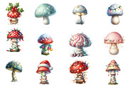 Christmas Vintage Mushrooms Clipart, an Illustration by Designworld (Thumbnail 3 of 4)