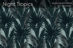 Night Tropics Seamless Patterns