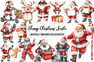 Funny Christmas Santa Clipart Bundle, an Illustration by Daily.Designs