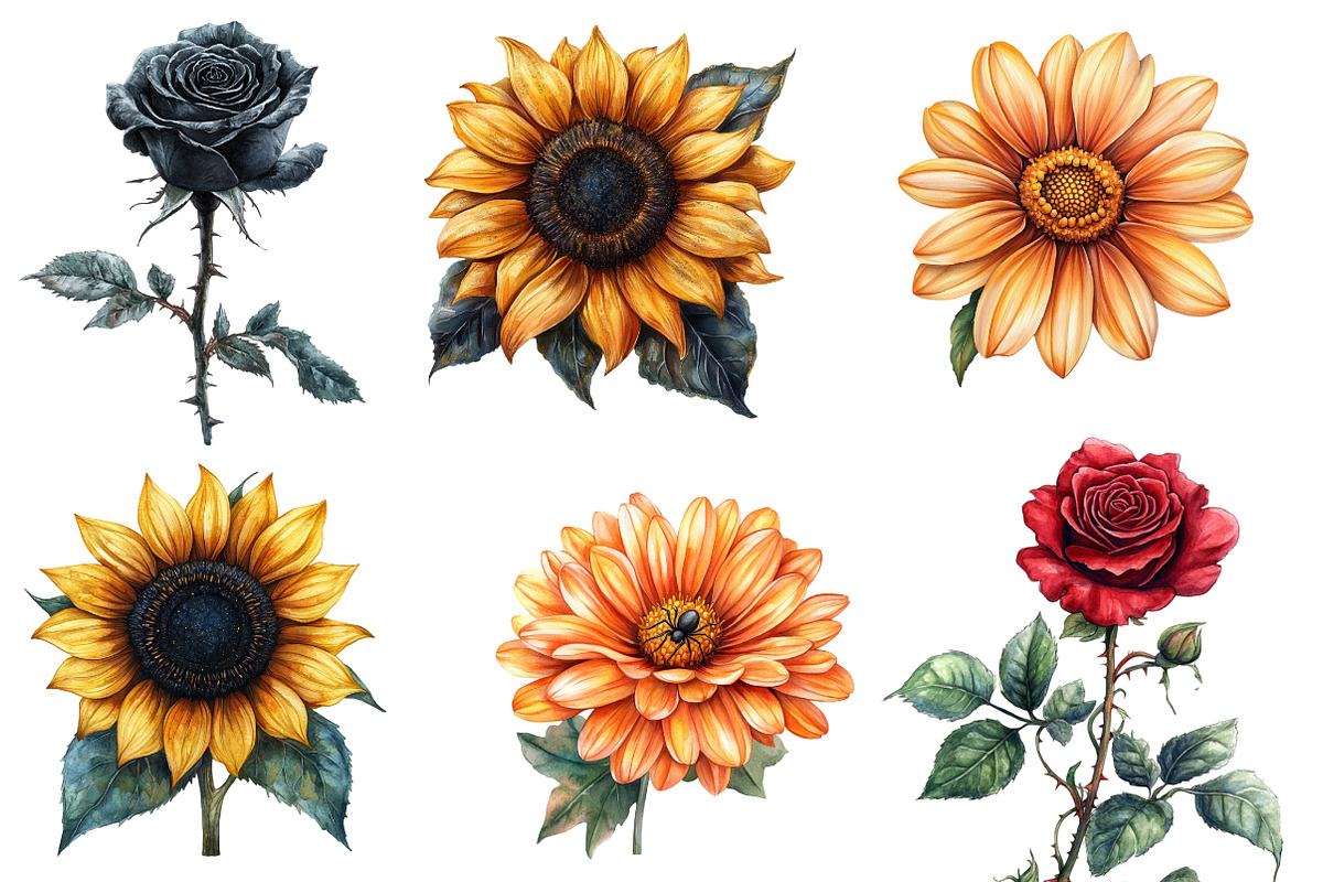 Halloween Flowers Clipart, an Illustration by Designworld (Photo 3 of 5)