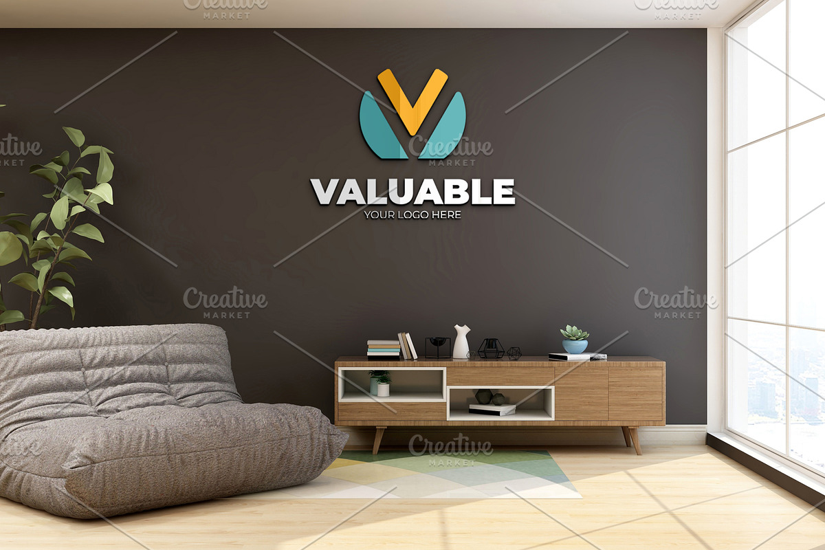 PSD Office Scene Modern Wall Mockup, a Product Mockup by Ayy (Photo 6 of 17)