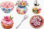 Floral Afternoon Tea Clipart, an Illustration by Canvas Craft (Thumbnail 3 of 7)