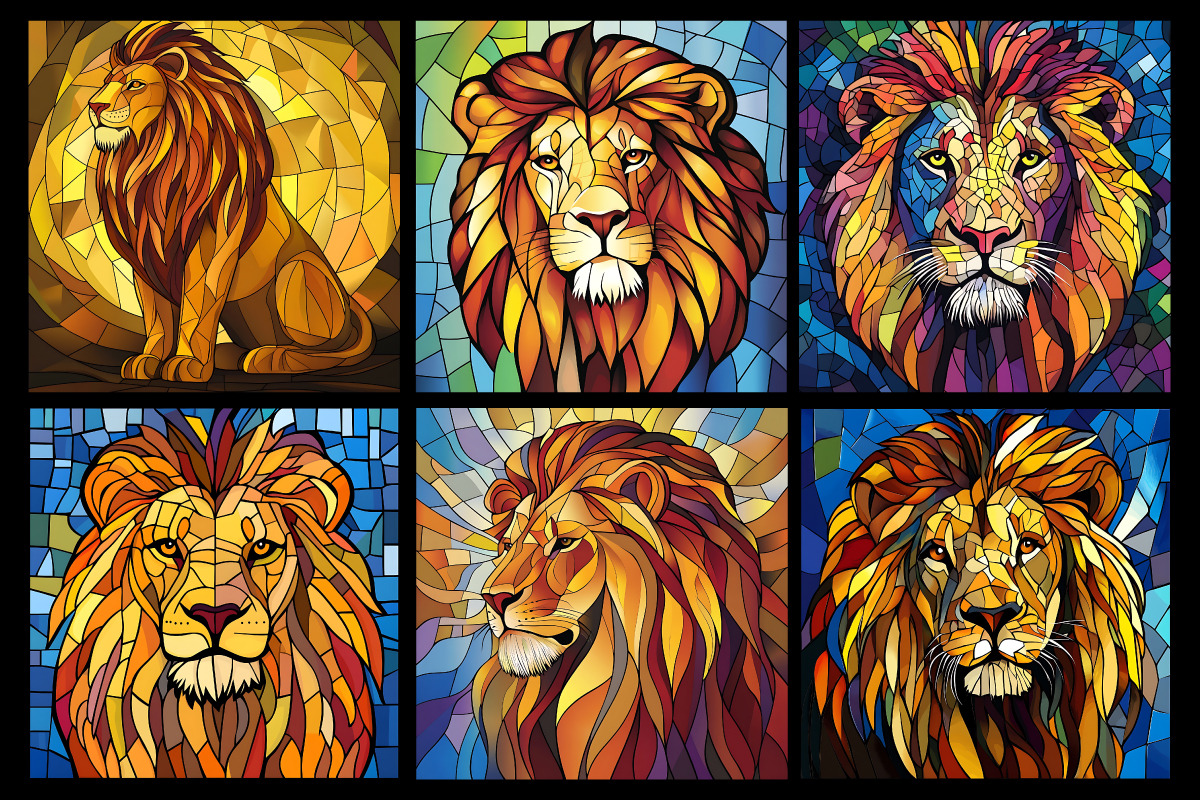 Stained Glass Lion Coloring Pages, an Animal Illustration by protabsorkar11 (Photo 6 of 6)