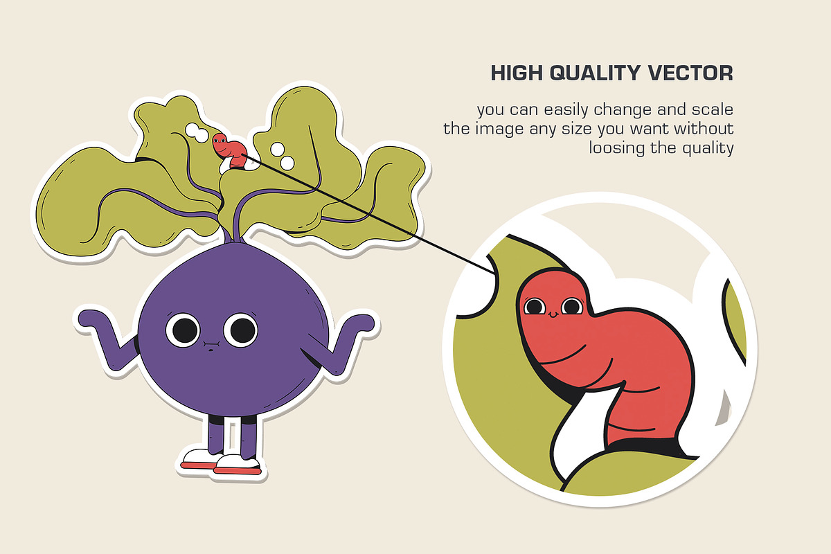 Suspicious Veggies - vector stickers, a Decorative Illustration by marmarina (Photo 3 of 11)
