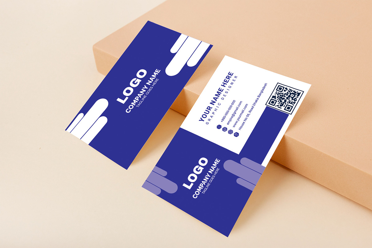Modern blue name business card, a Business Card Template by Vitoria's Collection (Photo 3 of 4)