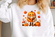 Cute Cozy Fall Pumpkin PNG, a Seasonal Illustration by CraftArtStudio (Thumbnail 3 of 4)
