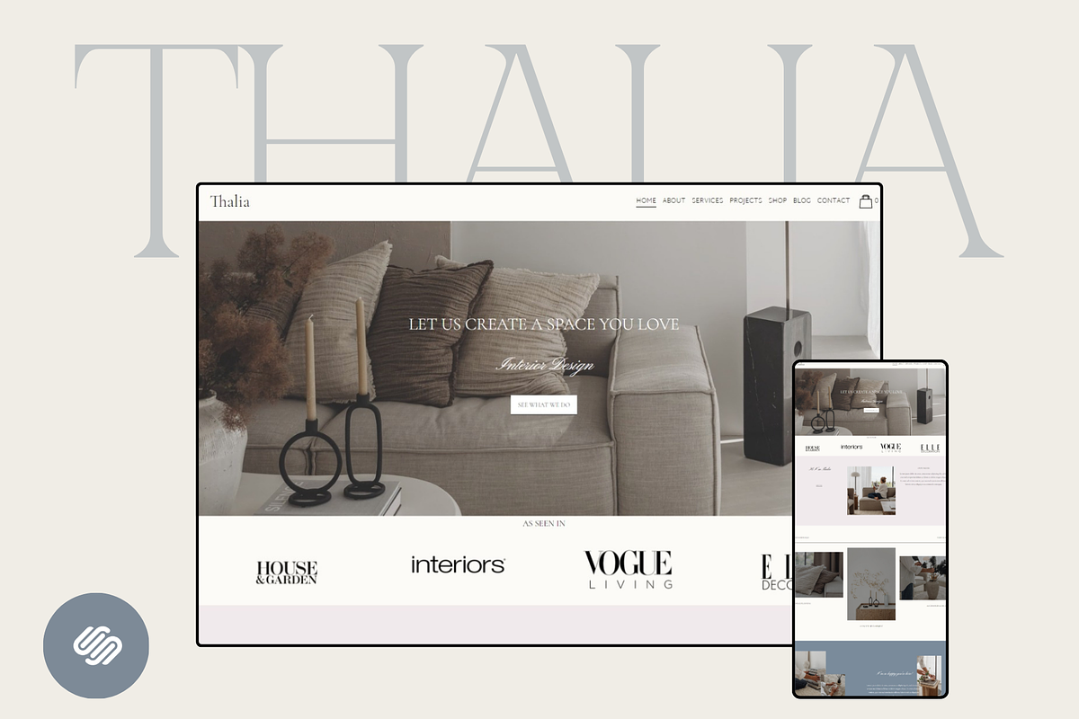 Thalia Squarespace 7.1 Template, a Squarespace Template by Beliveart (Photo 1 of 5)