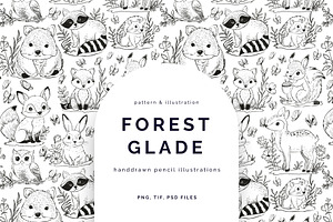Forest glade.Patterrn & illustration