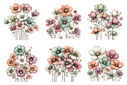 Whimsical spring flowers clipart, an Illustration by SinaCreation (Thumbnail 5 of 11)