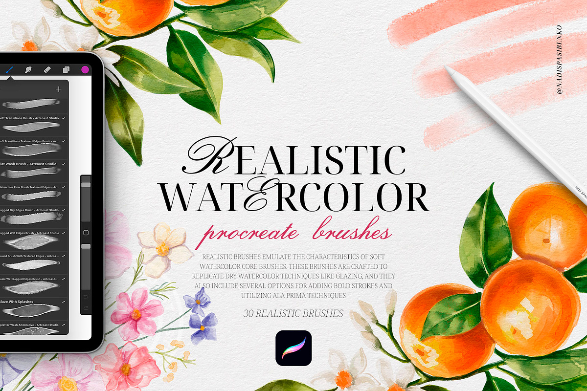 Watercolor Realistic Soft Brushes, a Brush Add-On by Spasibenko Art (Photo 12 of 14)