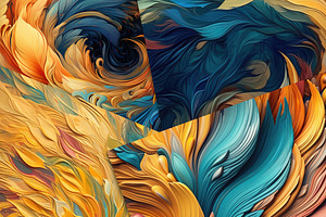 Vibrant Swirls In Gold And Cyan