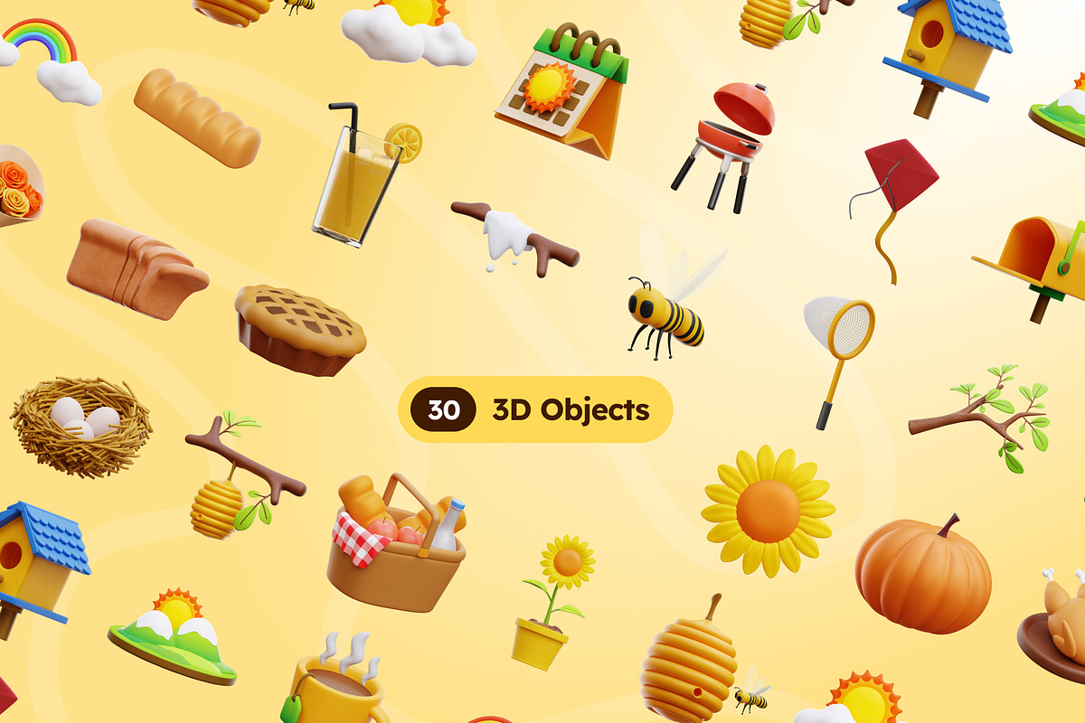 3D Summer Illustrations, an Environmental 3D Model by Rakata Studio (Photo 5 of 6)