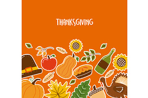 happy thanksgiving postcard, an Illustration by studiogstock