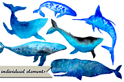 Watercolor whales & other creatures, a Pattern Graphic by 4erta (Thumbnail 6 of 6)