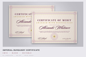 Burgundy Award Certificate Template, a Stationery Template by DesignerCandies