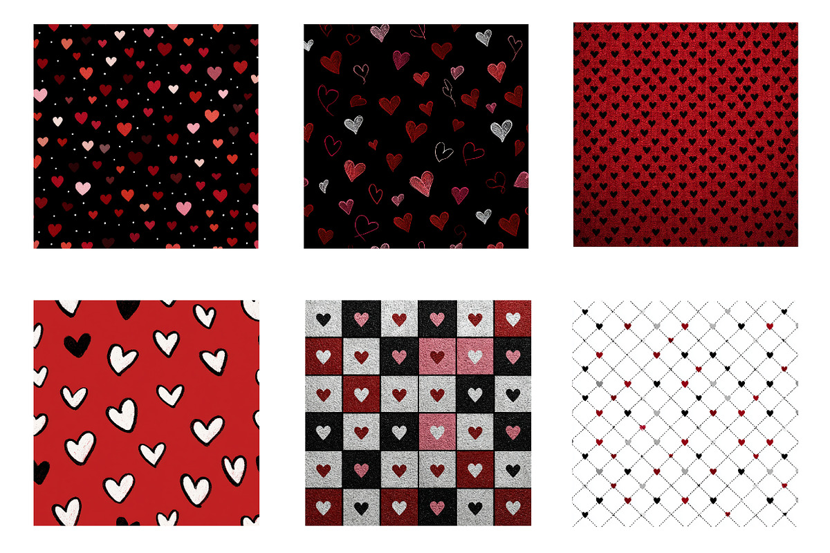 valentines themed digital papers, an Illustration by CreationArt (Photo 3 of 5)