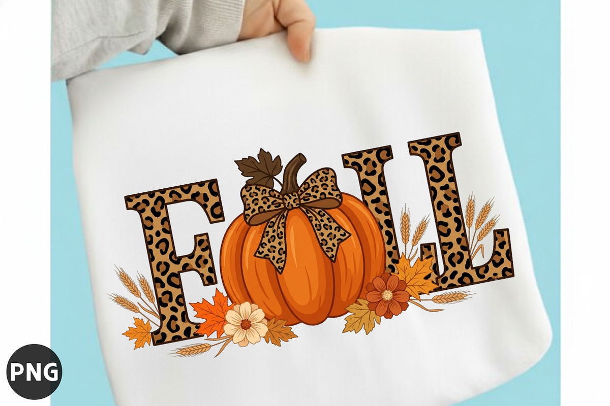 Cute Autumn Leopard Print Fall PNG, a Seasonal Illustration by designcity5 (Photo 1 of 4)