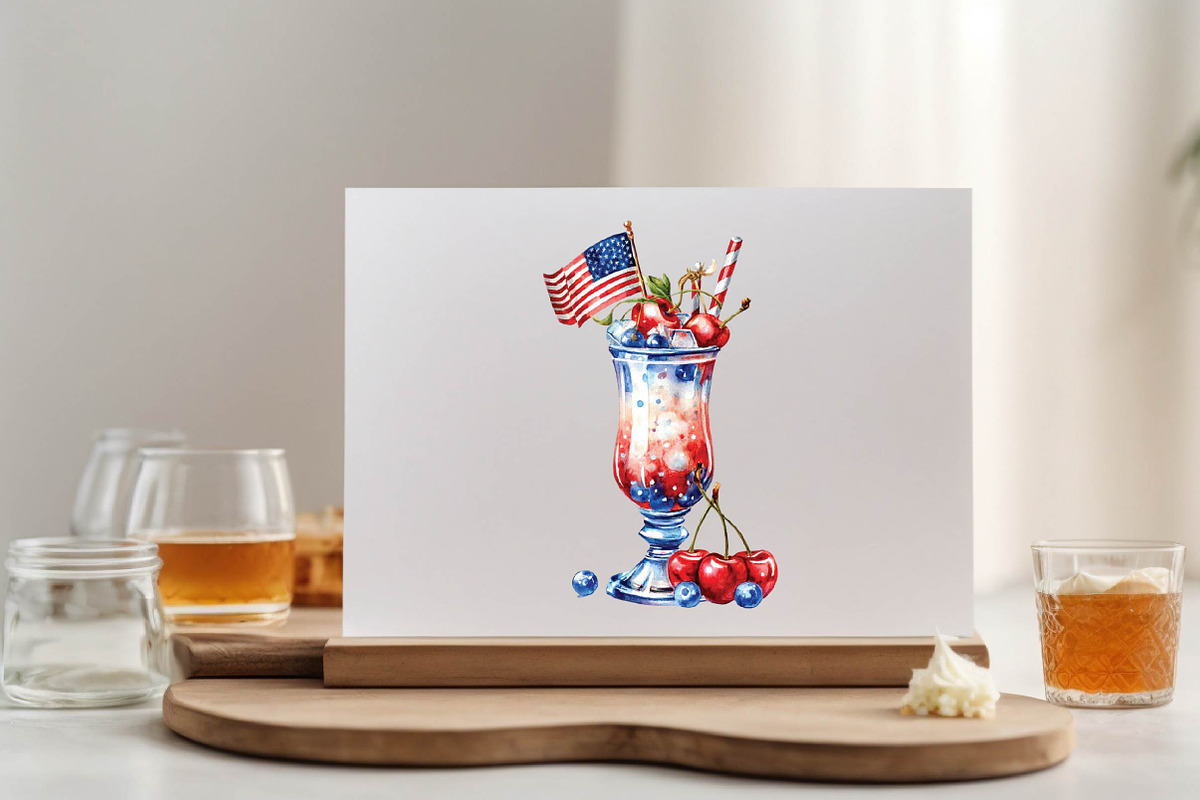 Watercolor 4th of July Cocktail Clip, an Illustration by SVGArt (Photo 5 of 9)