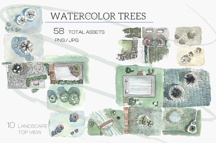 Watercolor Trees, a Decorative Illustration by VisualArt