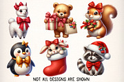 Cute Animal Christmas Clipart Bundle, an Illustration by Dream Creation (Thumbnail 4 of 7)