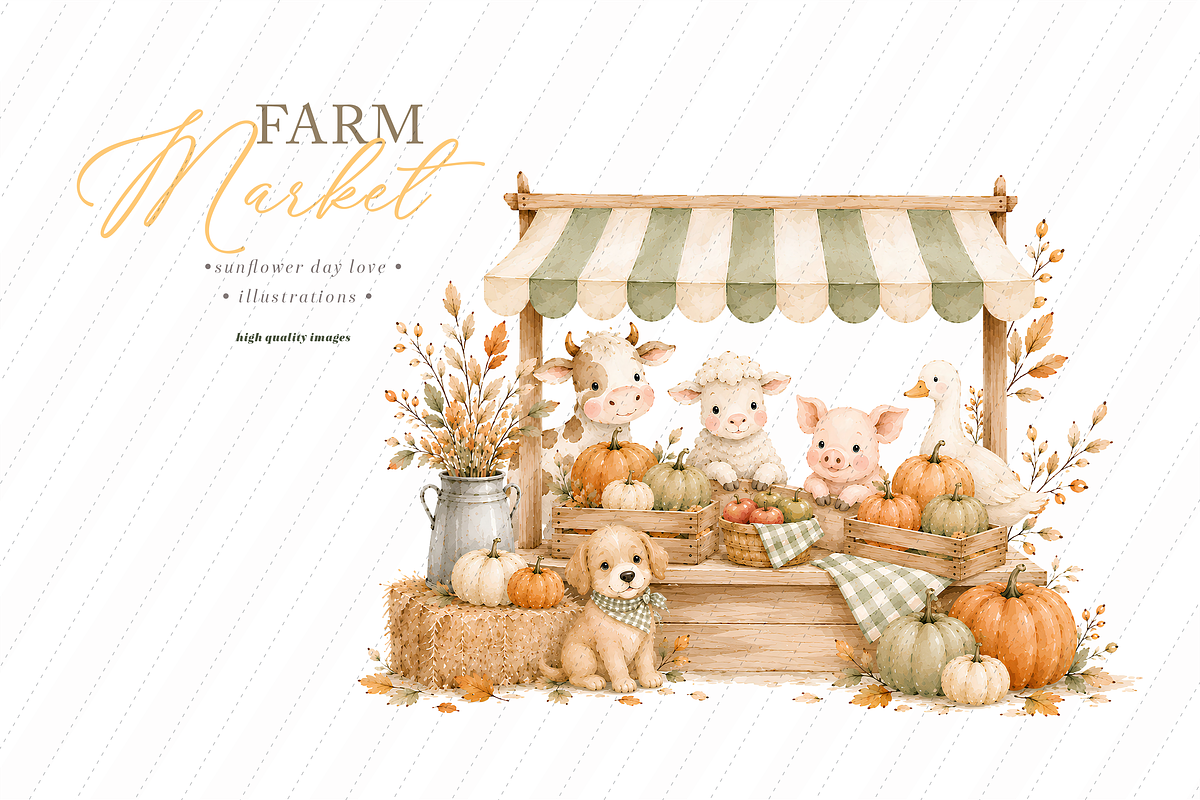 Fall Farm Market Animals Clipart, an Animal Illustration by Sunflower Day Love (Photo 3 of 5)