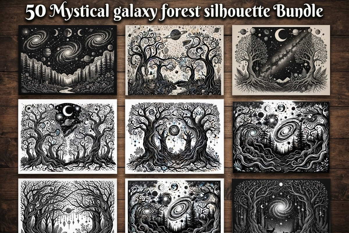 50 Mystical Galaxy Forest Silhouette, a Technology Illustration by Amazin_art (Photo 1 of 33)