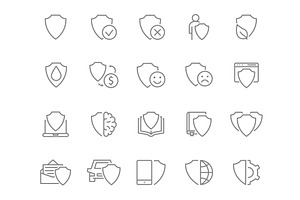 Defense Line Icon Set.