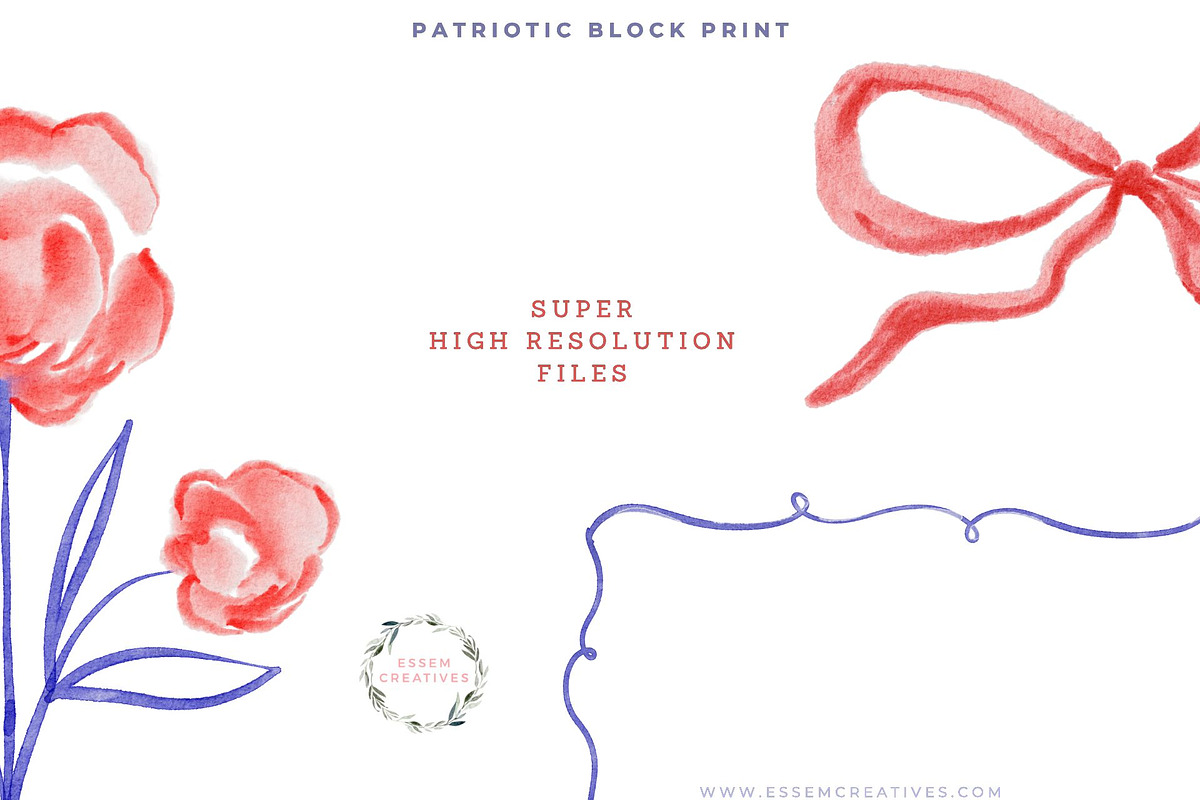 Patriotic Block Print Frames & PNG, a Seasonal Illustration by Essem Creatives (Photo 6 of 6)