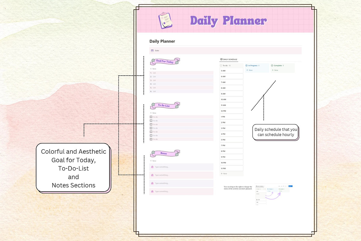 Aeshetic Notion Planner Template, a Templates & Theme by DaisyStudio (Photo 4 of 9)