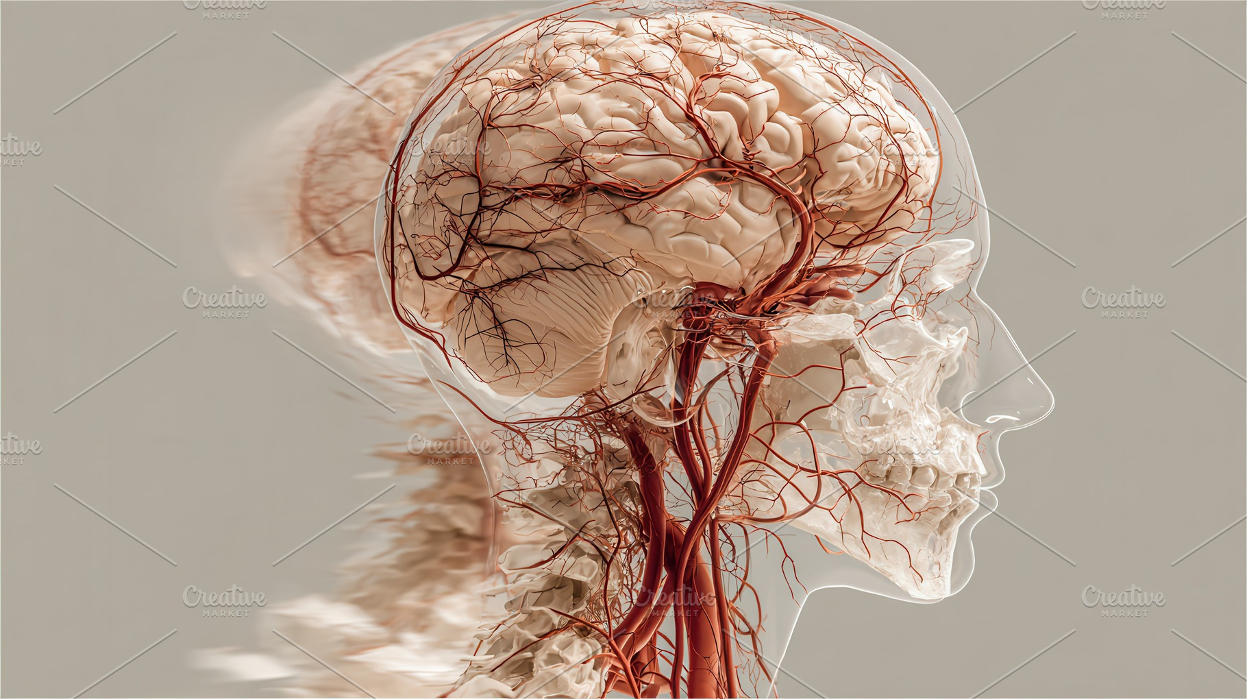 Human Brain Blood Vessels Anatomy 3D, a Photo by Pixeness Studio