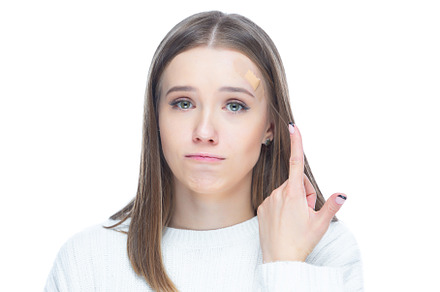 Close up shot of young scared woman