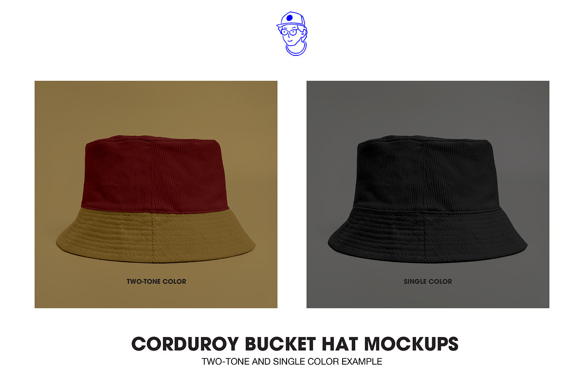 Corduroy bucket hat mockups, a Hat Mockup by made_by_nope (Photo 4 of 5)