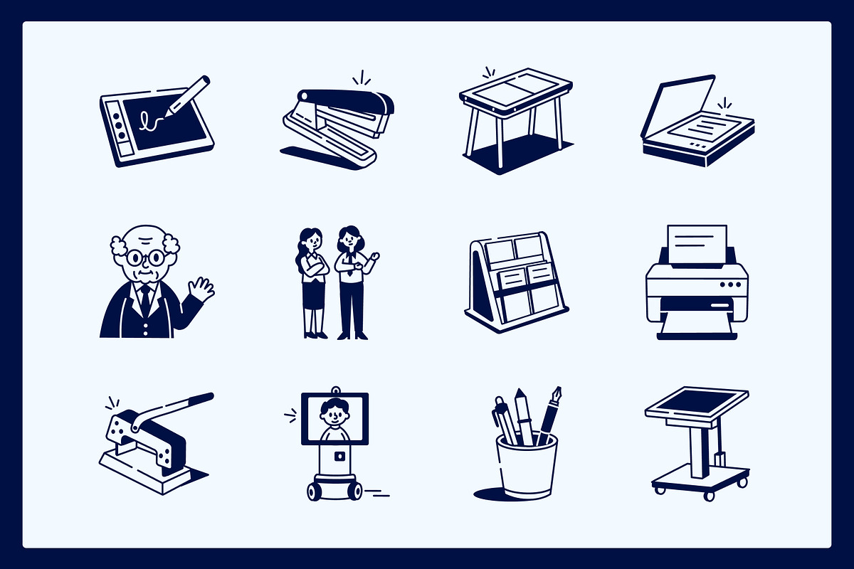 Office Work Drawing Art Set, an Outline Icon by Vectors Market (Photo 6 of 9)
