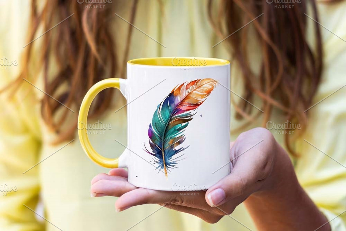 Watercolor Bright Feathers Clipart, an Object Illustration by ARTify Illustrations (Photo 6 of 8)
