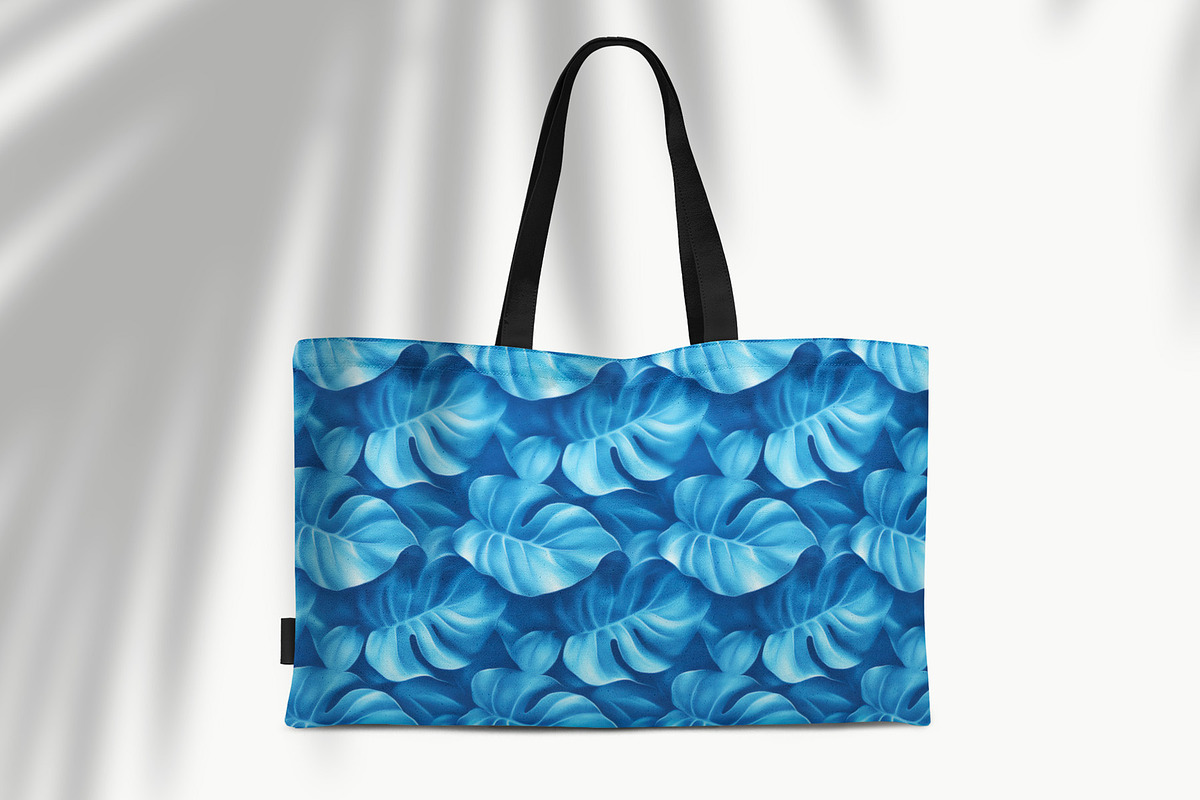Blue Monstera Seamless Pattern, a Pattern Graphic by Leysa Flores