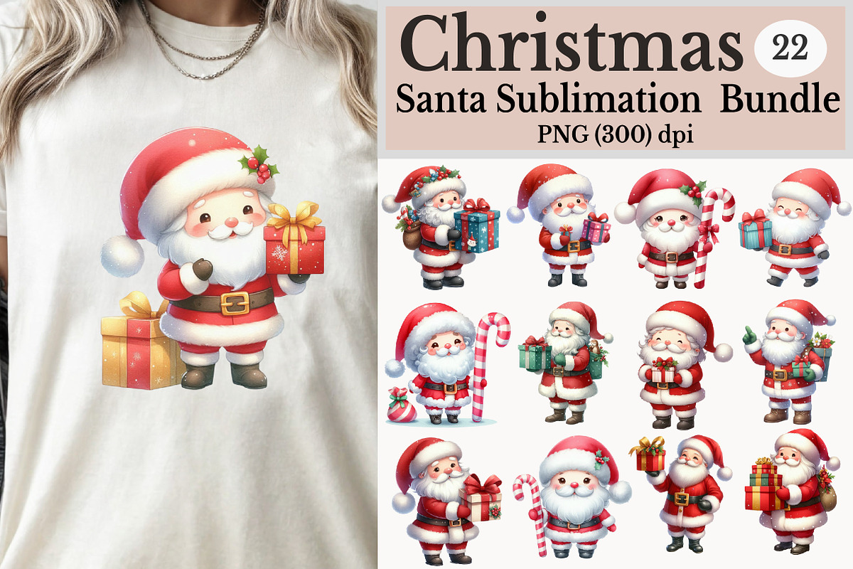 Christmas Santa Clipart Bundle, an Illustration by Rose Art (Photo 1 of 5)