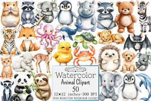 Watercolor Animal Clipart, a Seasonal Illustration by Design Market